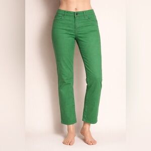 Caribbean Joe Petite 8 Green Straight Leg Pants Stretch Cotton
